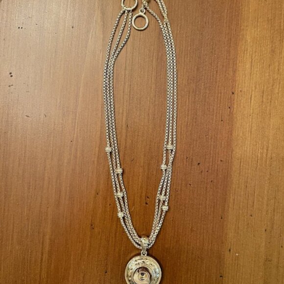 Magnolia and Vine Gold Tone Necklace - Holds one 20mm "original size" snap (NIC) - Picture 2 of 9